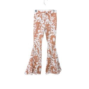 Saints & Hearts Orange White Cow Print Flare Jeans Bell Bottom Western Small